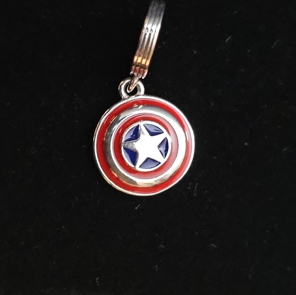 S925 Sterling Silver Captain America Shield Charm